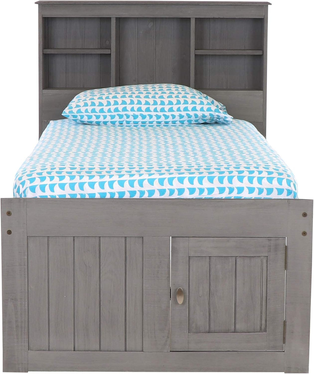 Charcoal Twin Bookcase Bed with 6 Drawers J70142