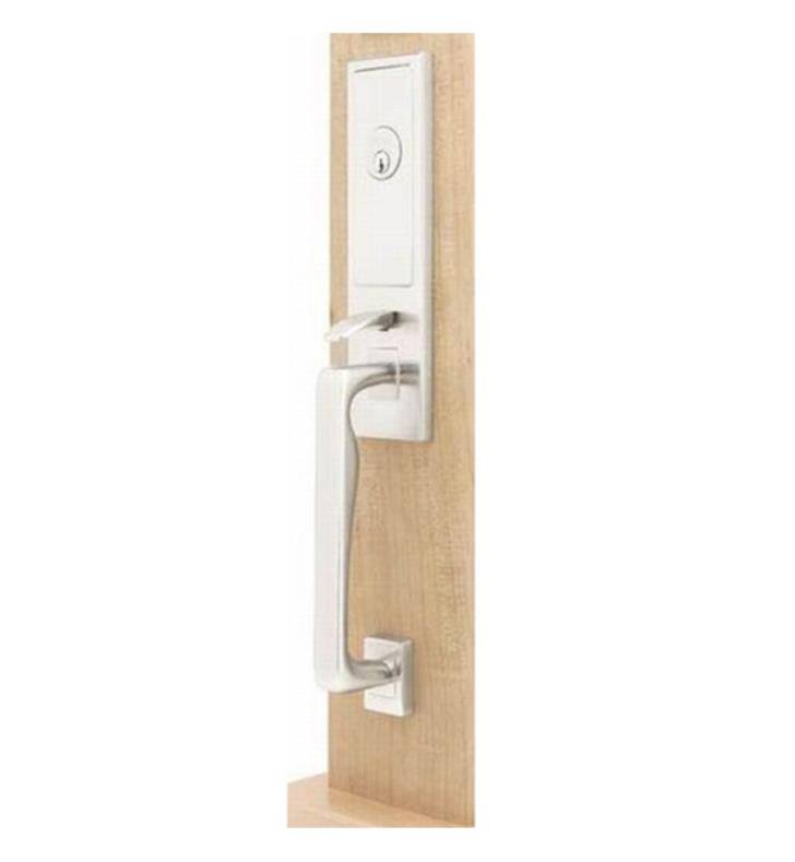 Double Cylinder Keyed Entry Handleset with Ribbon and Reed Lever, Bright Finish T810571