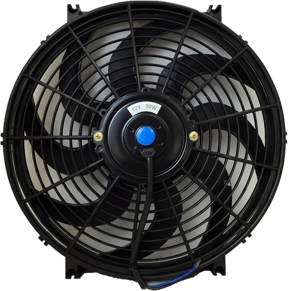 12V Slim Electric Cooling Radiator Fan with Fan Mounting Kit (14 Inch, Black) Pack of 2 B8738