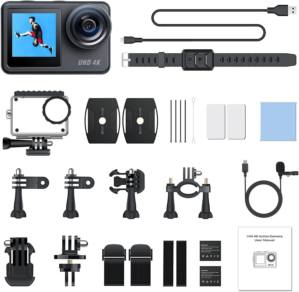 4K 20MP Dual Screen Waterproof Action Camera with EIS Remote Control Y350297