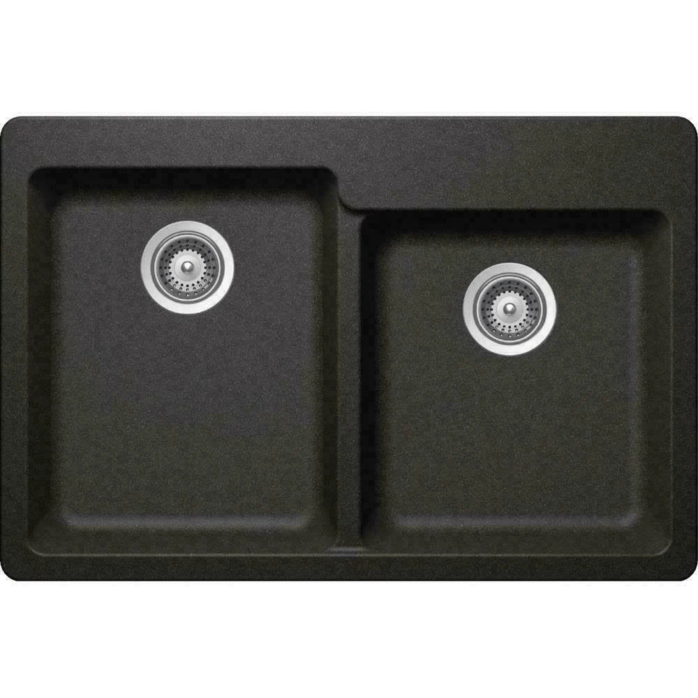 Dual Mount Quartz Composite Double Kitchen Sink E6436