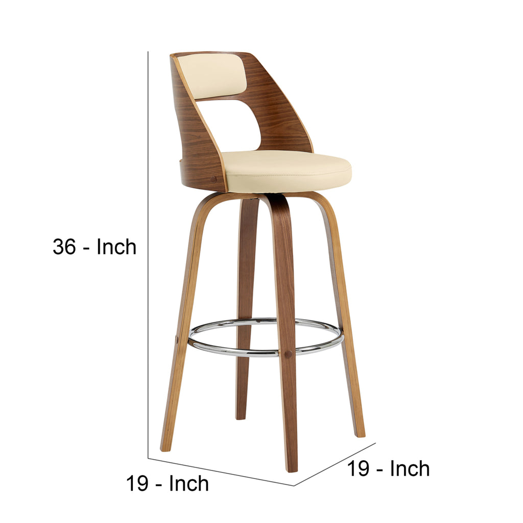 Cream Swivel Counter Stool with Wooden Back Z80037