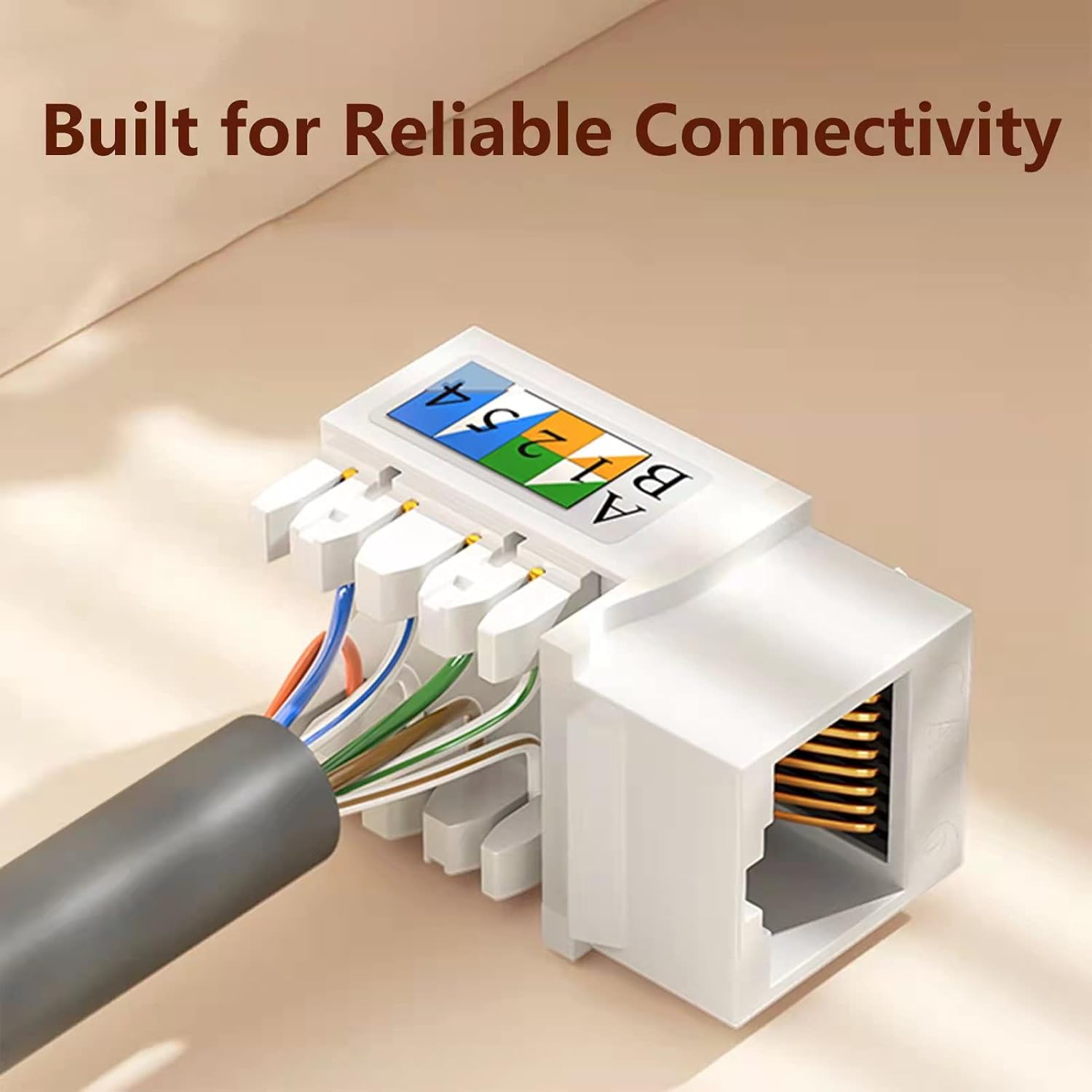 Cat6 RJ45 Keystone Jack Punch Down Connector White Ethernet Module Coupler M1535