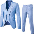 Sky Blue Men’s Slim Fit 3-Piece Suit Jacket Vest & Pant K6513