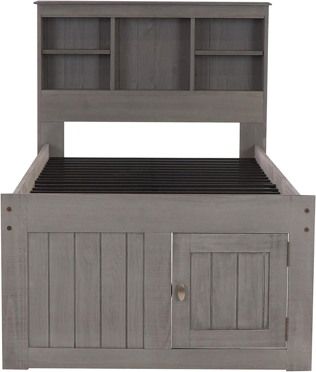 Charcoal Twin Bookcase Bed with 6 Drawers J70142