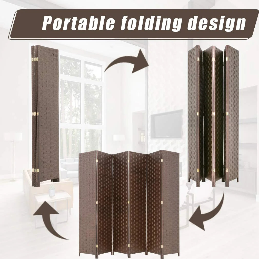Brown Wood Mesh Folding Room Divider Screen M10510