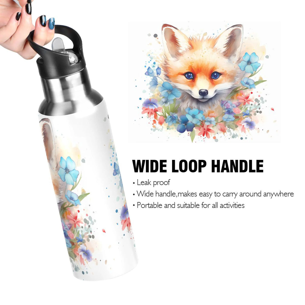 Stainless Steel Insulated Water Bottle with Straw Lid S711918