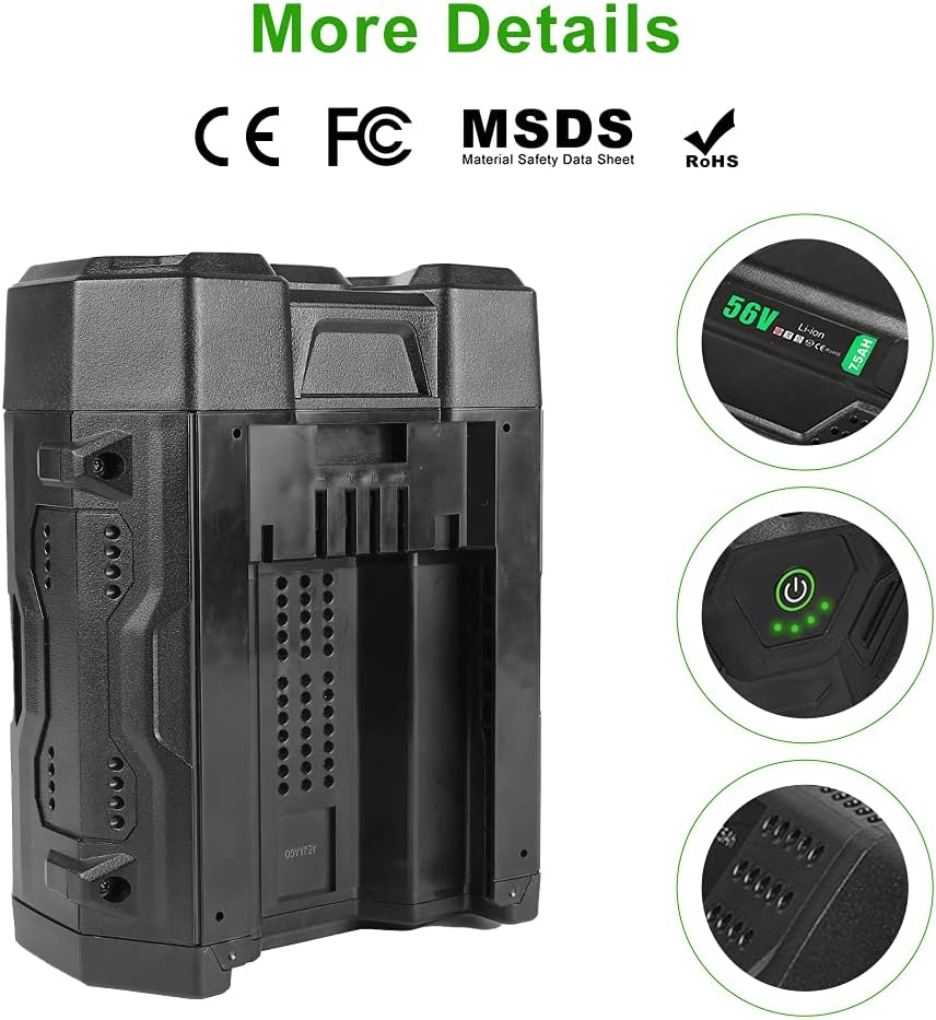 56 Volt 7.5 Ah Lithium Battery Replacement 7500mah with Power Indicator U970488