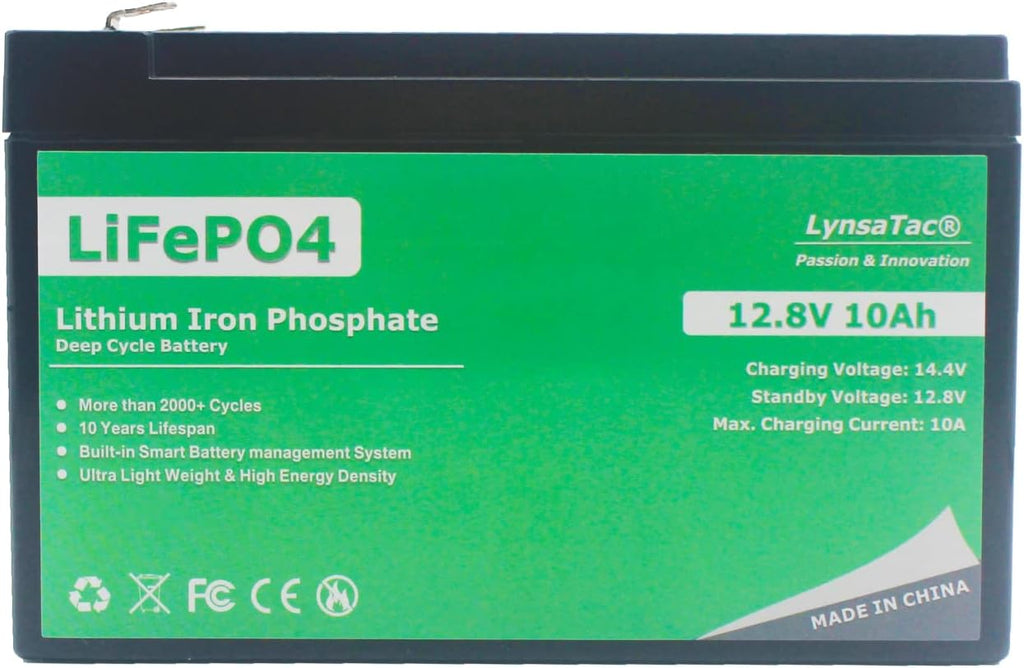 12V 10Ah LiFePO4 Battery, Rechargeable Lithium Iron Phosphate Battery, Pack of 2 N752512