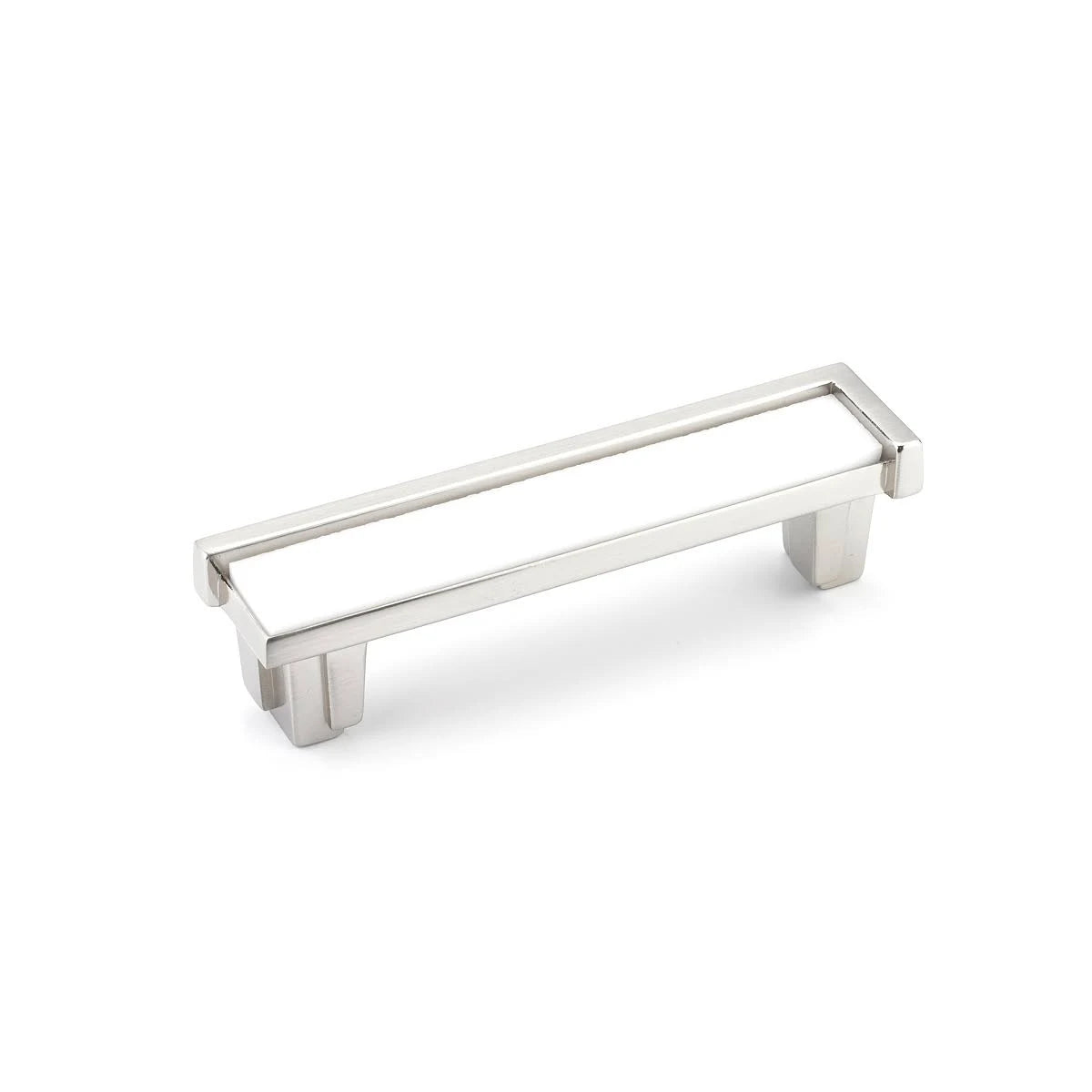 Satin Nickel White Glass Pull Q327