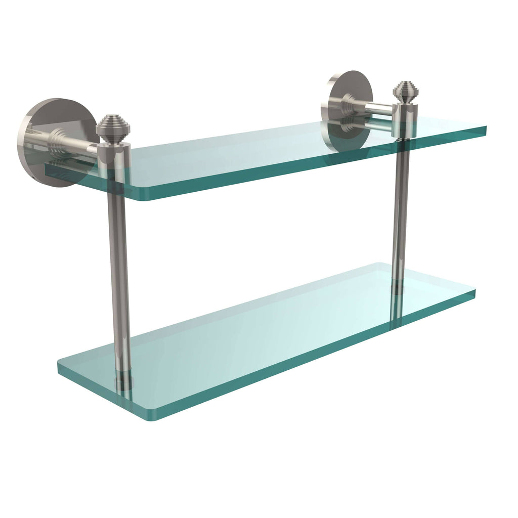 Polished Nickel Two Tiered Glass Shelf Y175