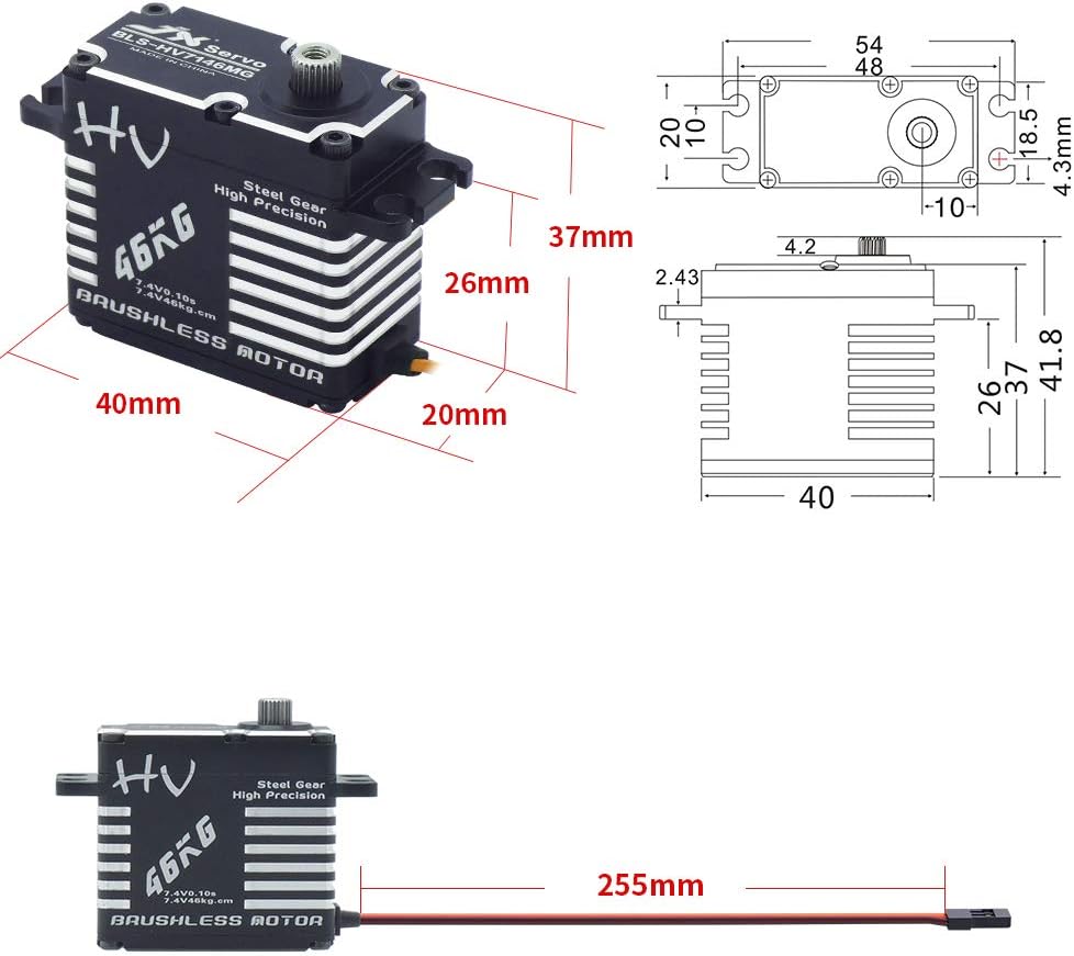 46kg Brushless Full CNC Digital Servo, Pack of 2 E8950