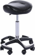 Hydraulic Saddle Stool with Wheels Height Adjustable Rolling Swivel Chair in Camel H693501