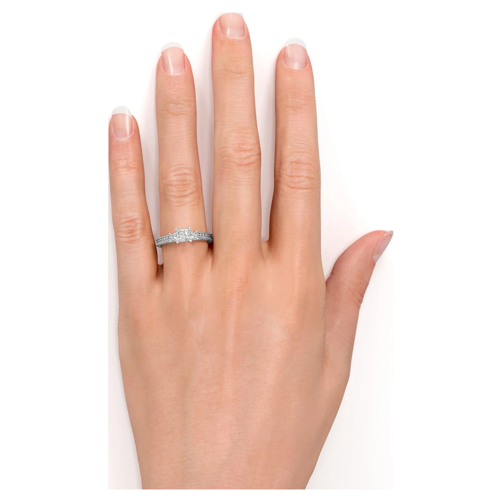 10K White Gold Princess Cut Diamond Engagement Ring F986