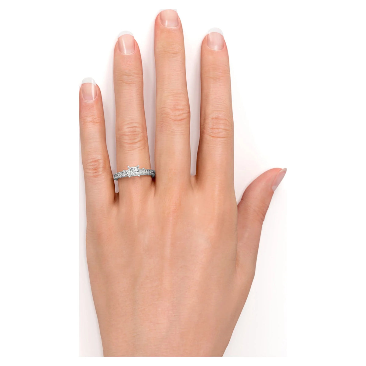 10K White Gold Princess Cut Diamond Engagement Ring F986