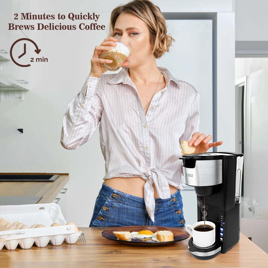Black Single Serve Coffee Maker with 30 Oz Water Tank I39822