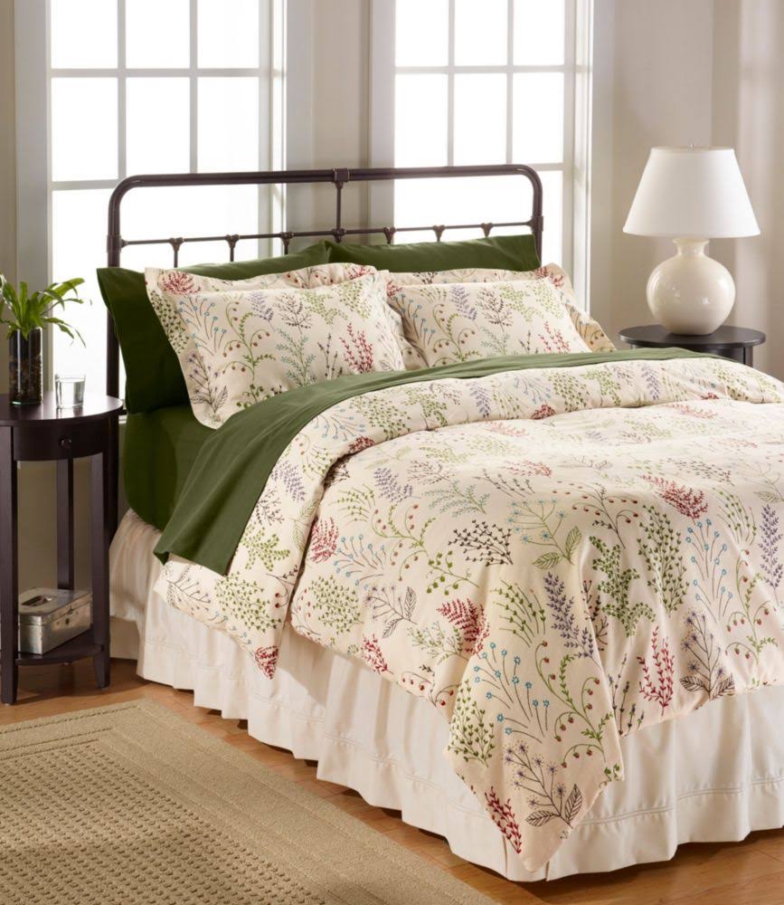 Botanical Floral Tan Queen Size Flannel Comforter Cover V95345
