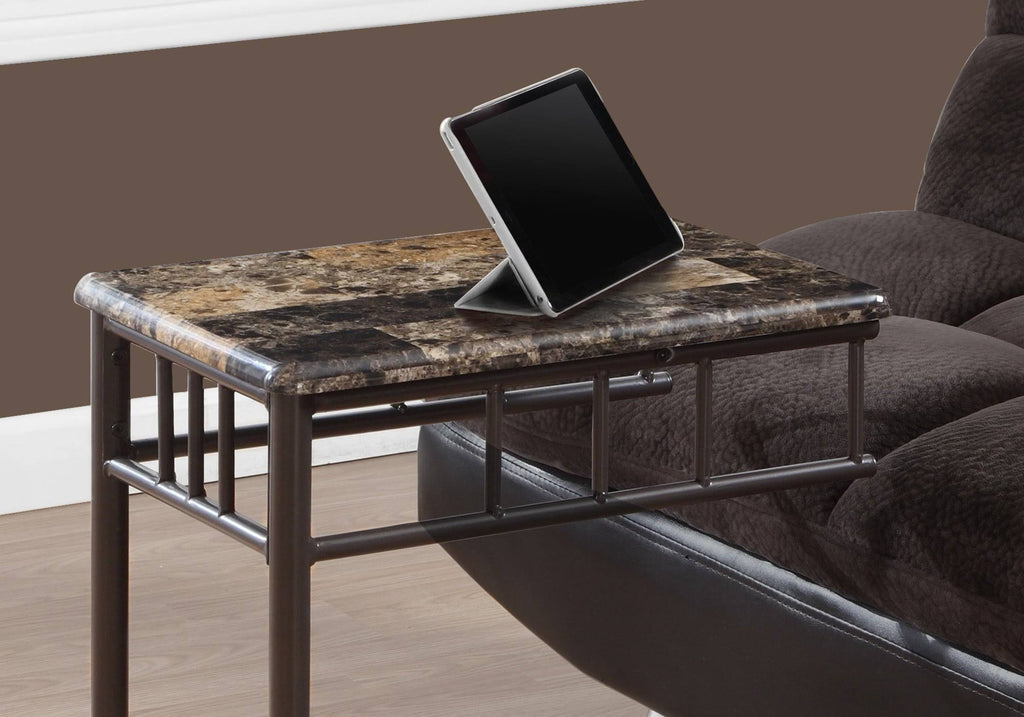 Cappuccino Marble Bronze Metal Accent Table R7126