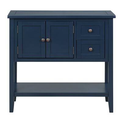 Navy Console Table with 2 Drawers, 1 Cabinet and 1 Shelf N951