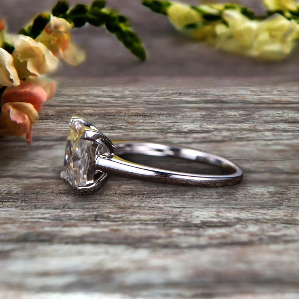 Princess Cut Moissanite Solitaire Engagement Ring on 10k White Gold U2329