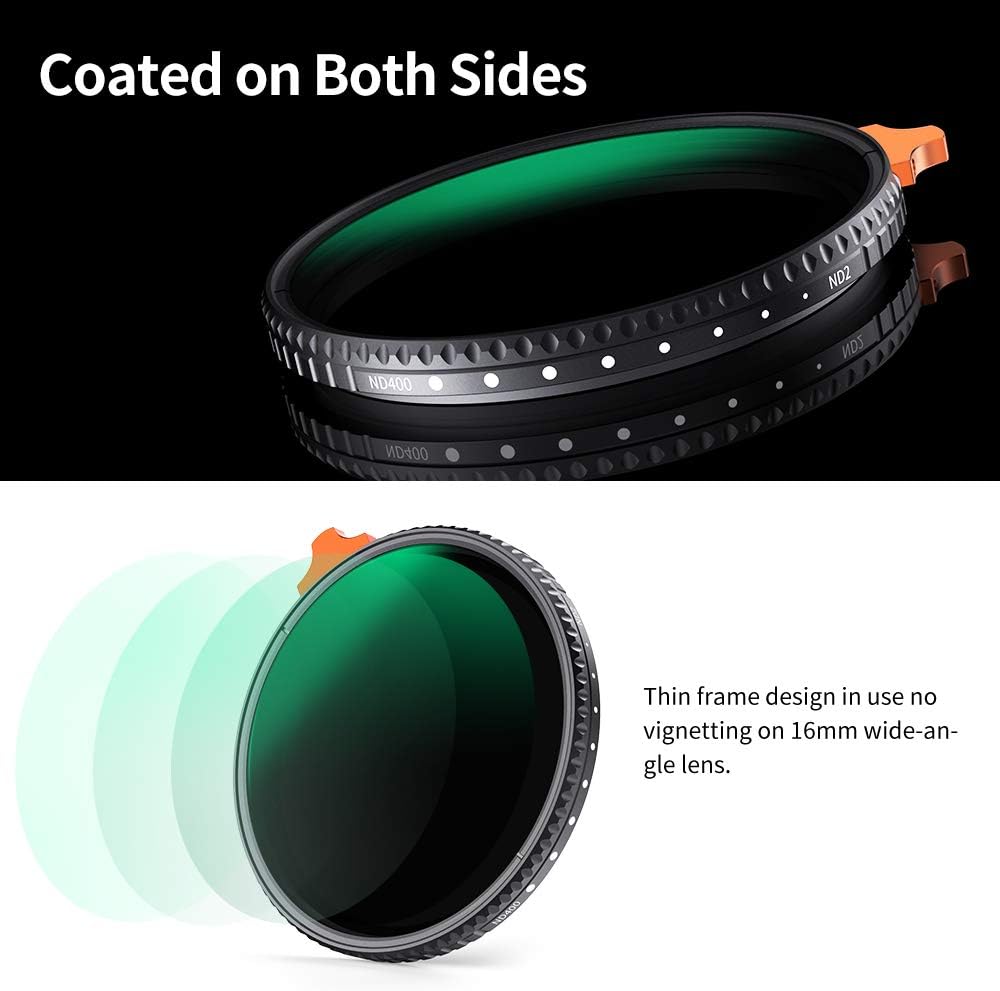 52mm Variable ND Filter ND2-ND400 with Multi-Layer Coatings AGC Glass Neutral Density Filter Pack of 2 M586