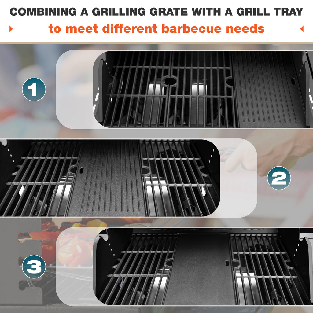4 Burner Propane Gas Grill with Side Burner Stainless Steel BBQ Grill I583