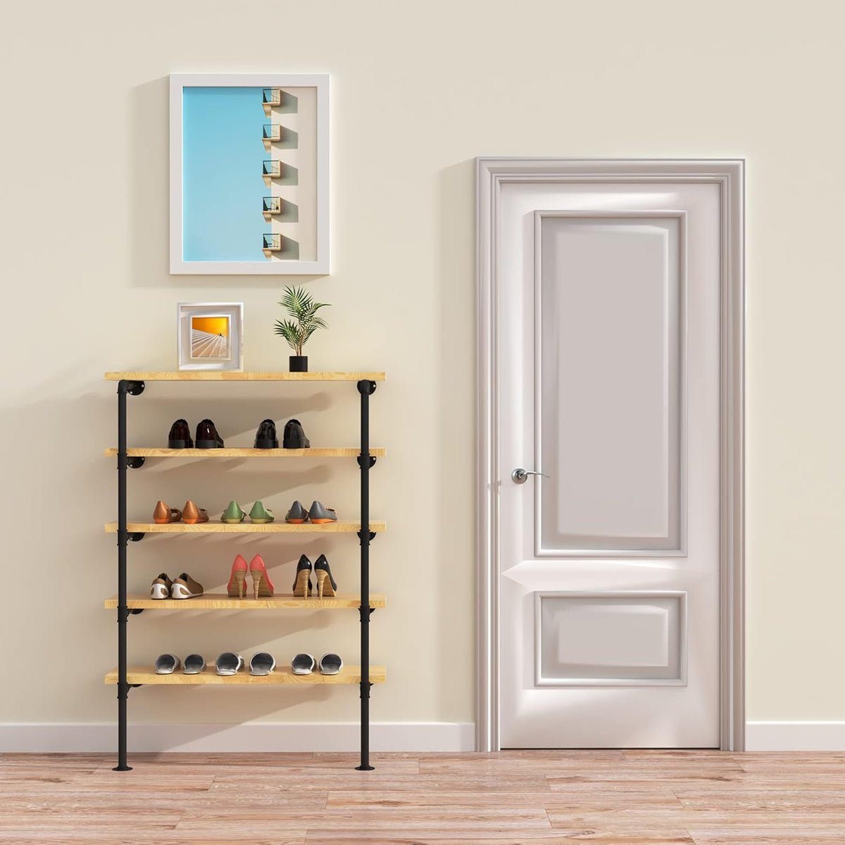 Vintage Industrial Wall Mount Bookshelf Shelving Unit B2505