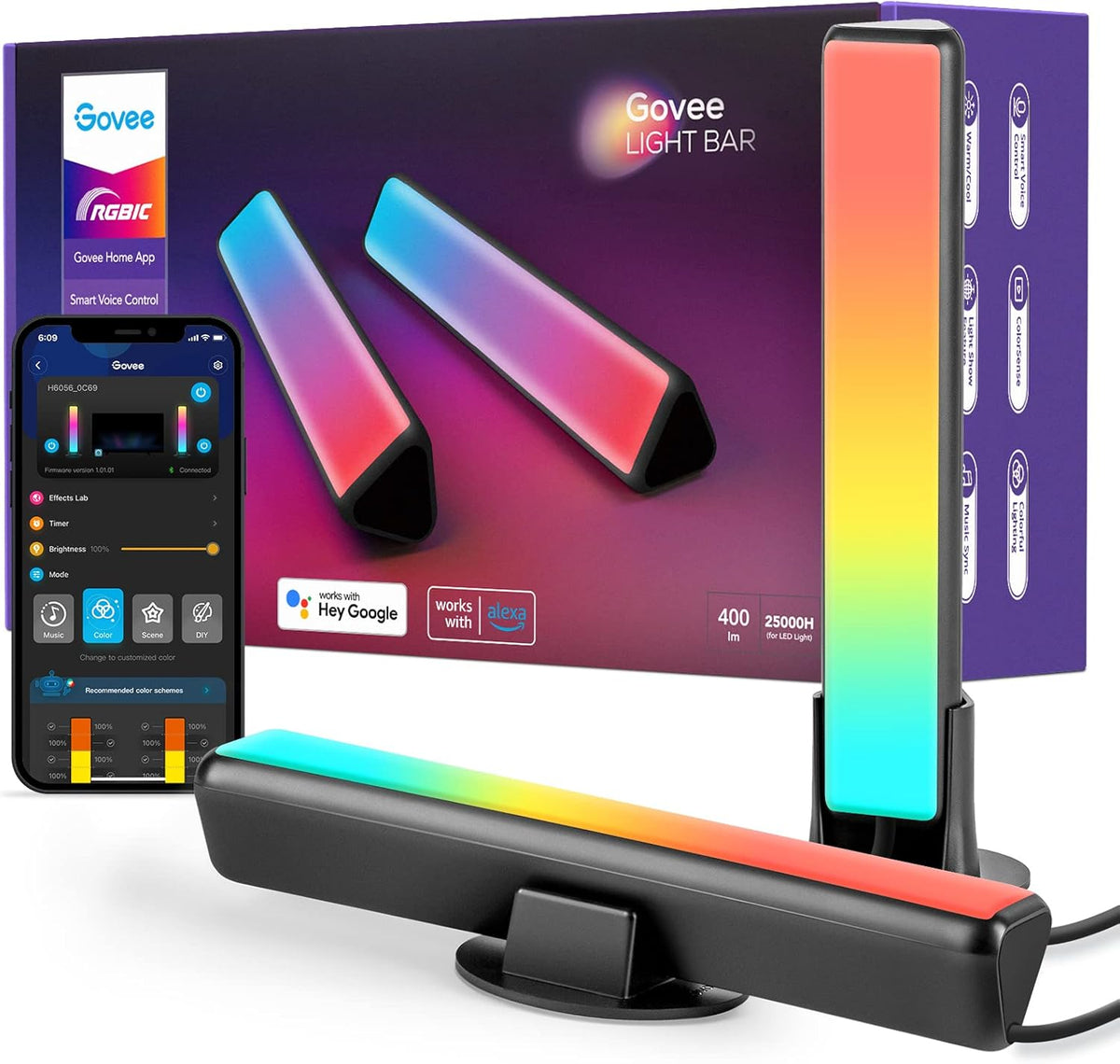 Smart LED Light Bars with WiFi TV Backlights, Pack of 2 H986688