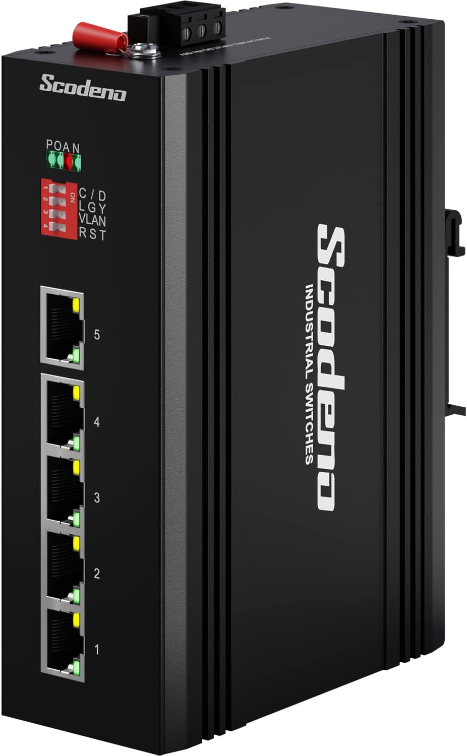 5 Port Industrial Ethernet Switch, DIN-Rail Mount, IP40, Metal Housing, Pack of 2 D437088
