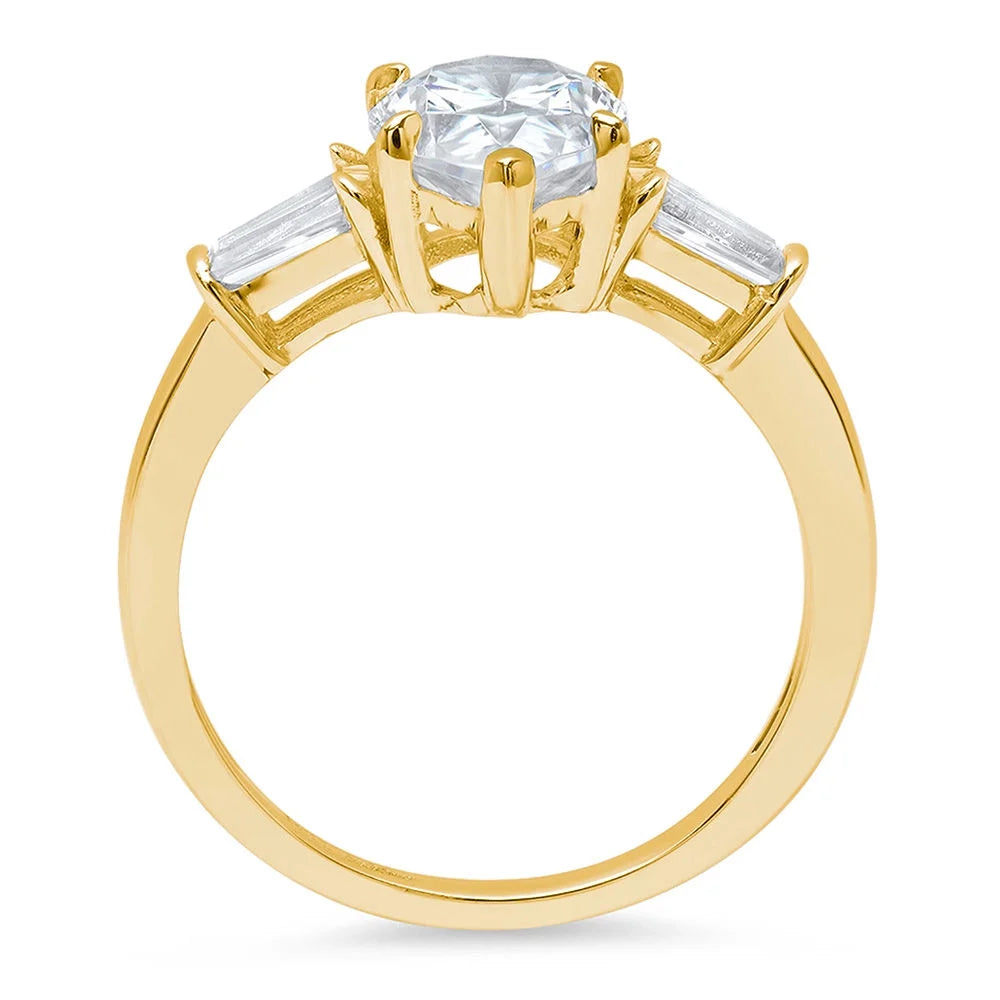 Pear Cut Cultured Diamond Three-Stone Engagement Ring Q342386