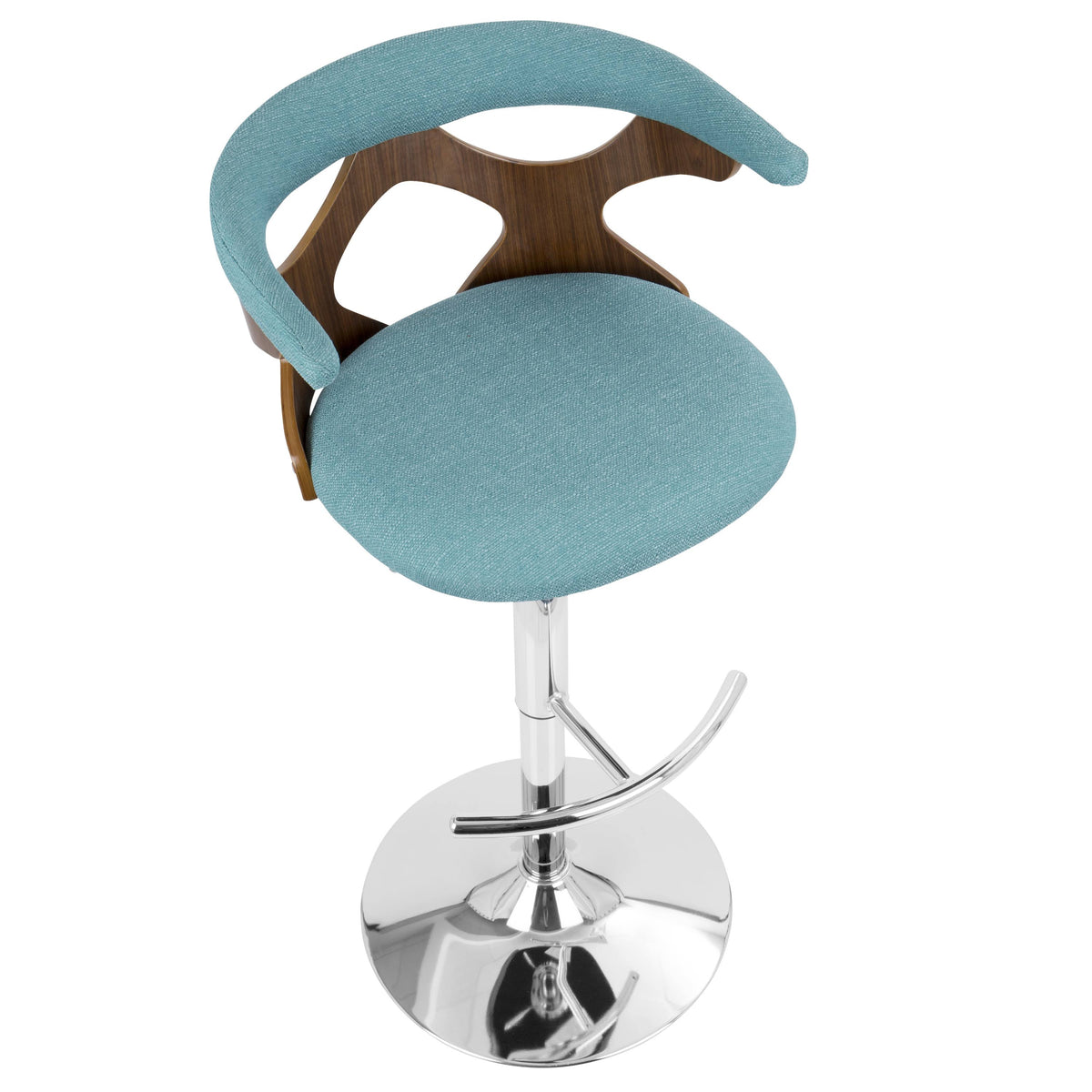 Walnut and Teal Adjustable Barstool A95368