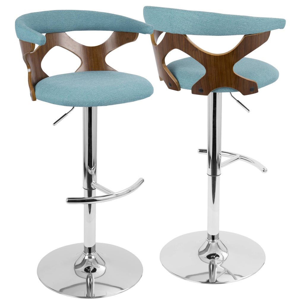 Walnut and Teal Adjustable Barstool A95368
