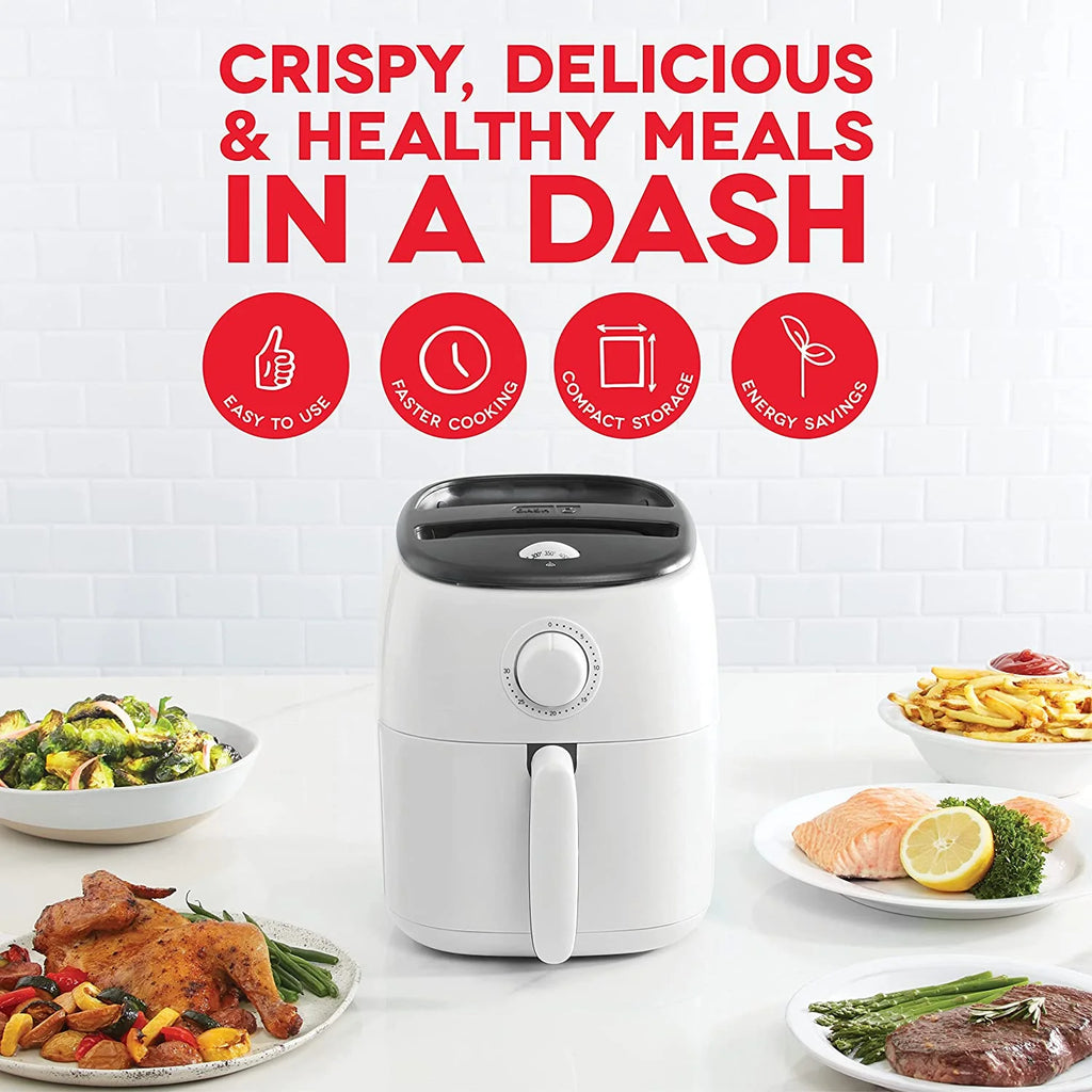 White 2.6Qt Electric Air Fryer Oven Cooker with Non Stick Fry Basket G3910