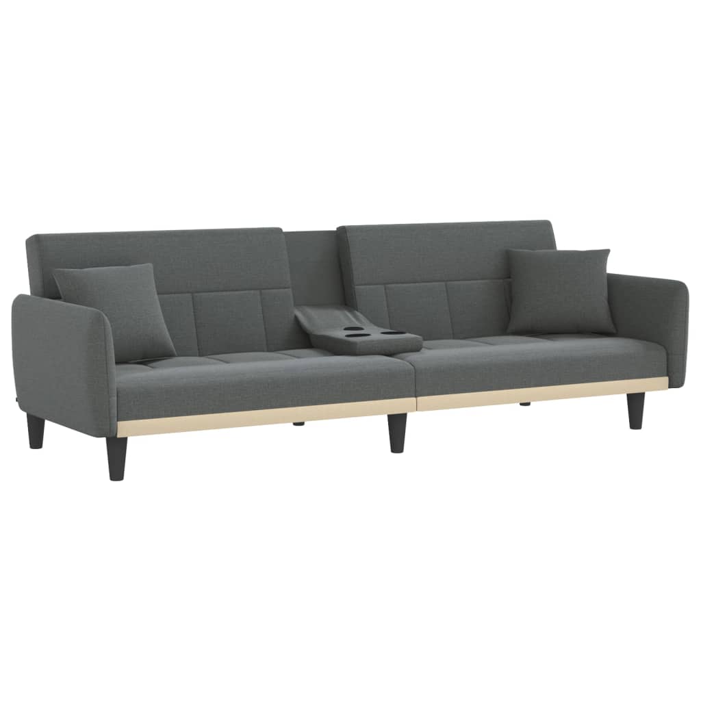 Dark Gray Fabric Sofa Bed with Cup Holders G49266