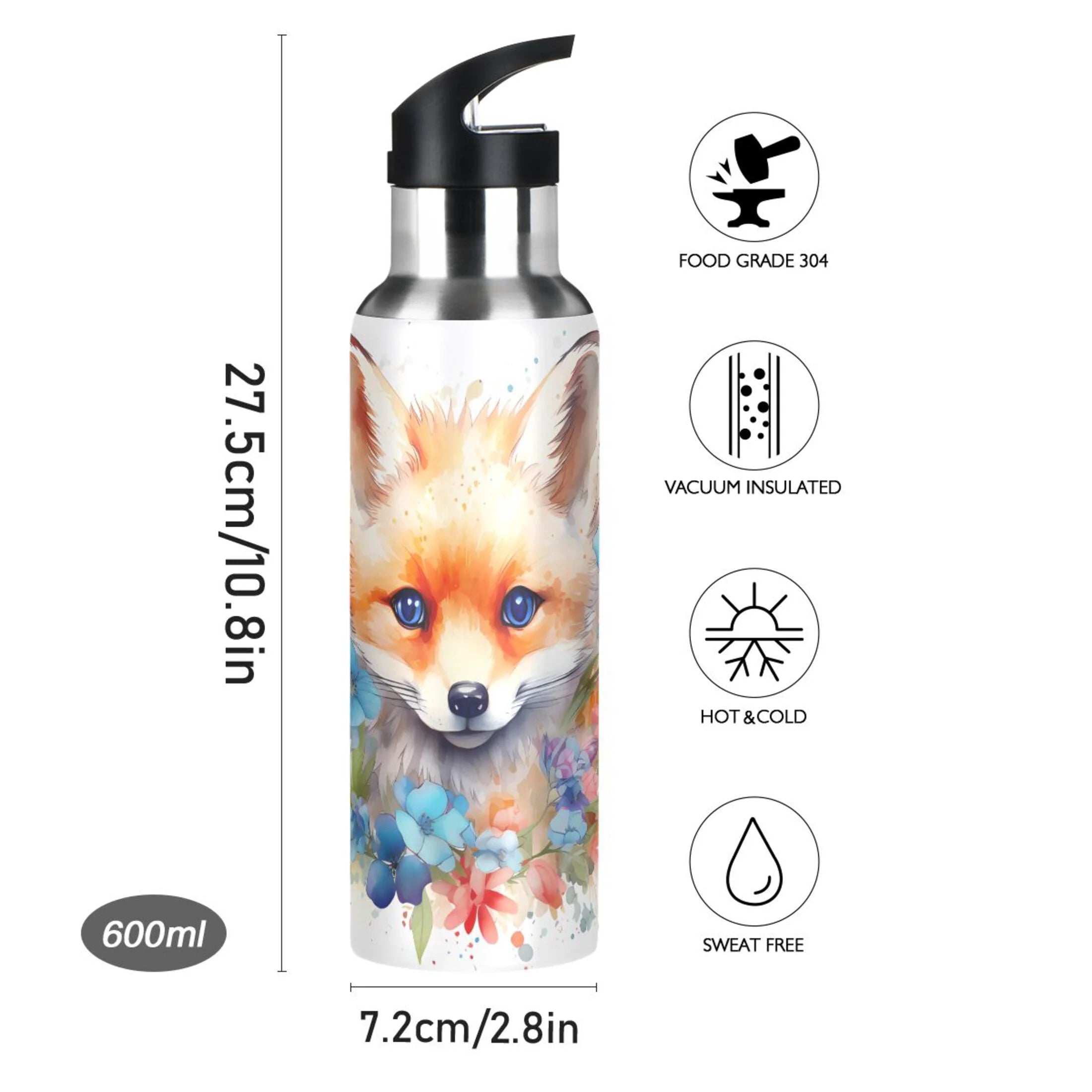 Stainless Steel Insulated Water Bottle with Straw Lid S711918