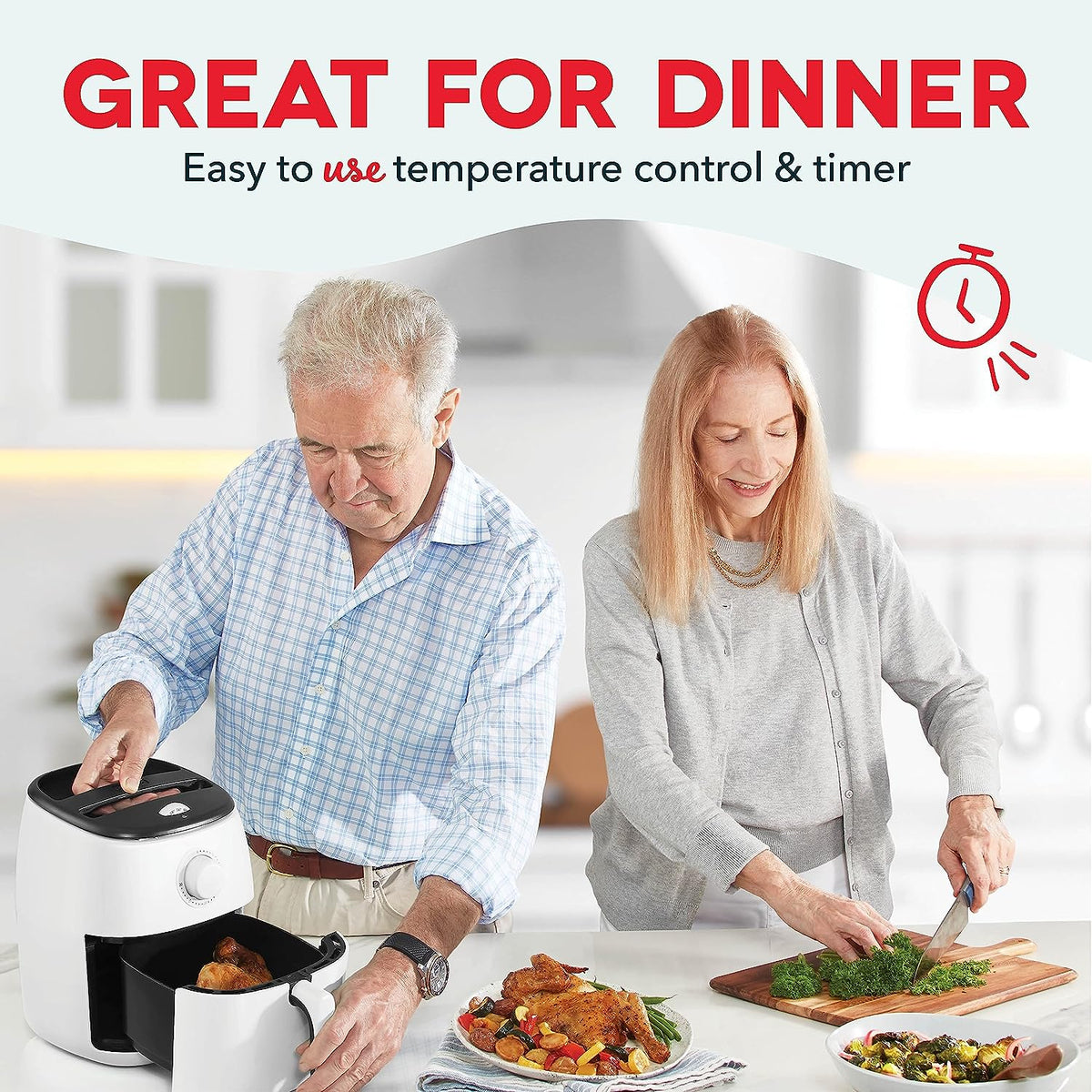 White 2.6Qt Electric Air Fryer Oven Cooker with Non Stick Fry Basket G3910