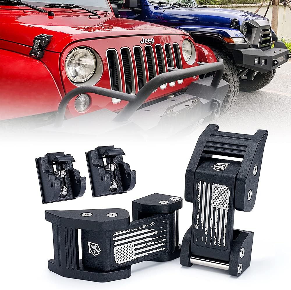 Aluminum Hood Latches Catch Kit with U.S. Flag Style X484