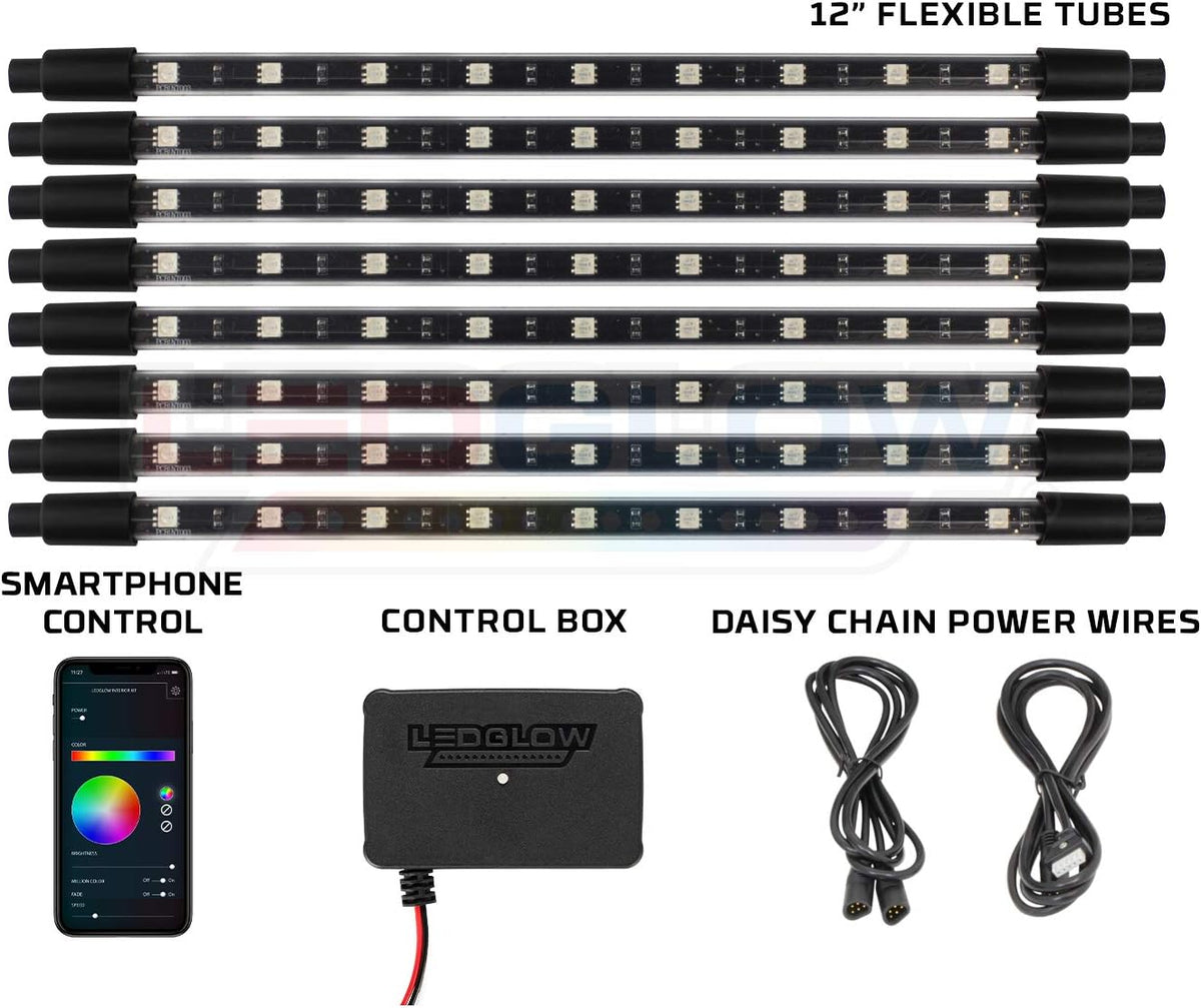 8pc Bluetooth Multi-Color LED Interior Lighting Kit B5668