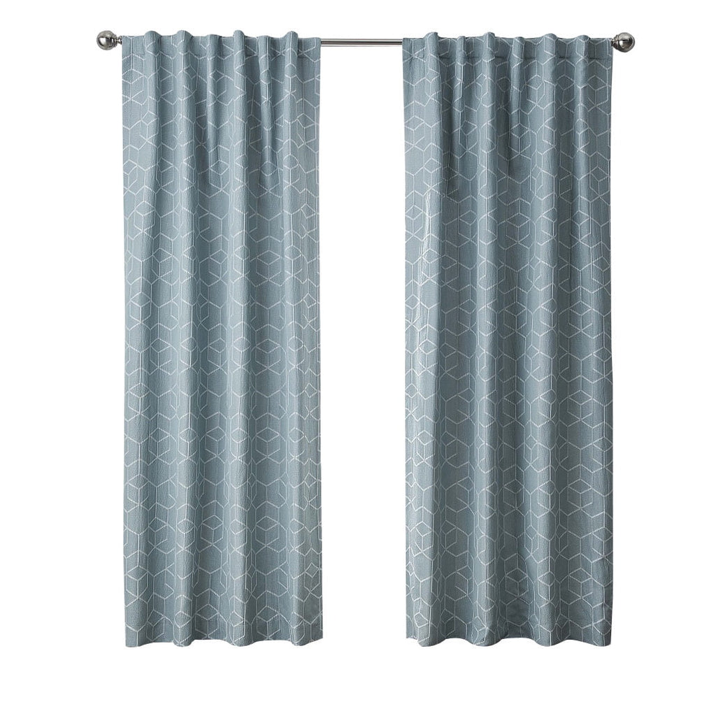 Blackout Geometric Single Curtain Panel, 50" x 84", Aqua Slate B95505
