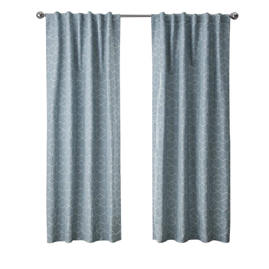 Blackout Geometric Single Curtain Panel, 50" x 84", Aqua Slate B95505