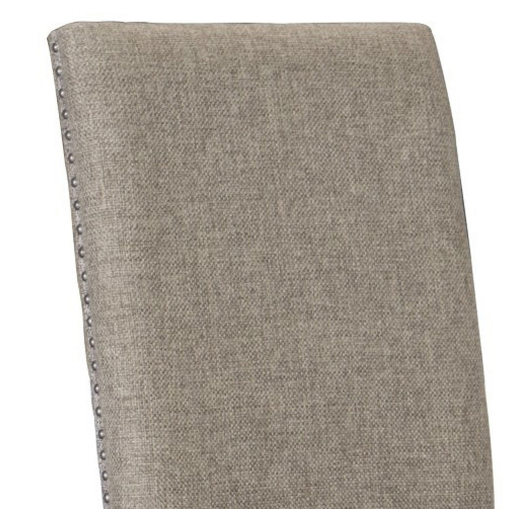 Brown Fabric Padded Side Chair with Nailhead Trim T657