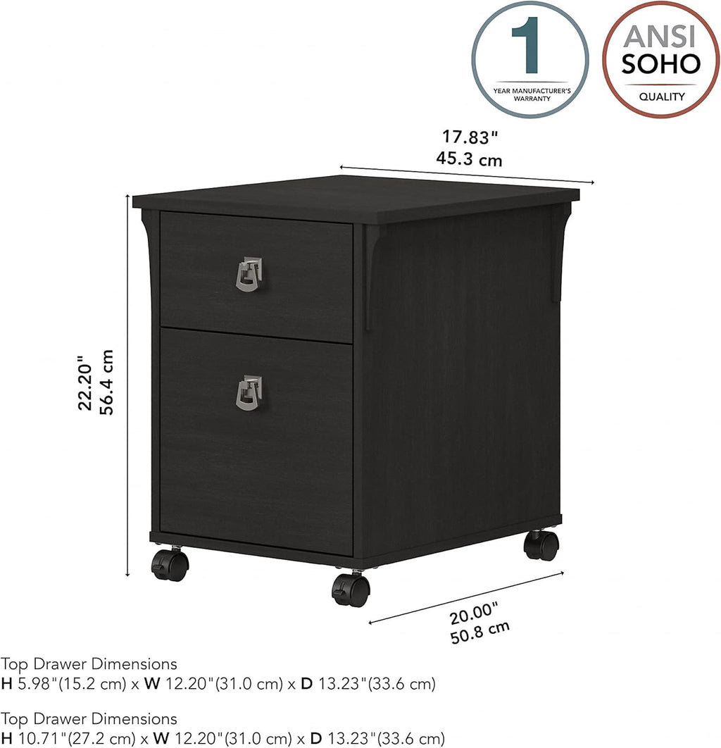 Vintage Black 2 Drawer Mobile File Cabinet A9395