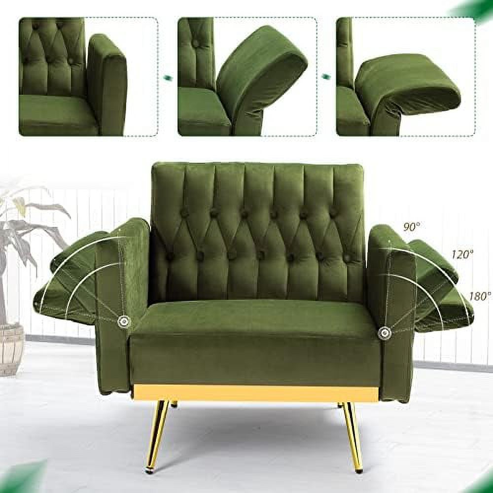 Velvet Accent Chair with Ottoman and Pillow Olive Green S954
