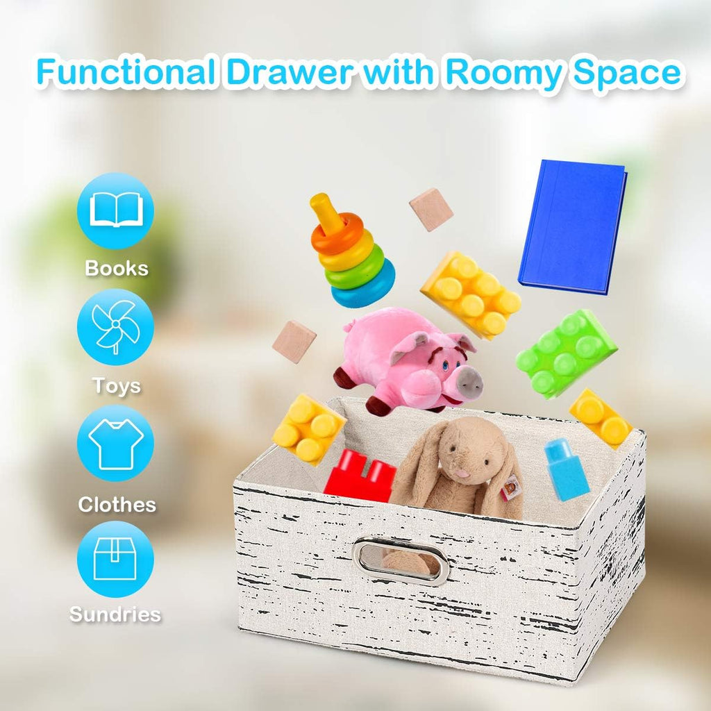 3 Fabrics Storage Drawer Units with Wood Frame Dresser Cabinet F247129