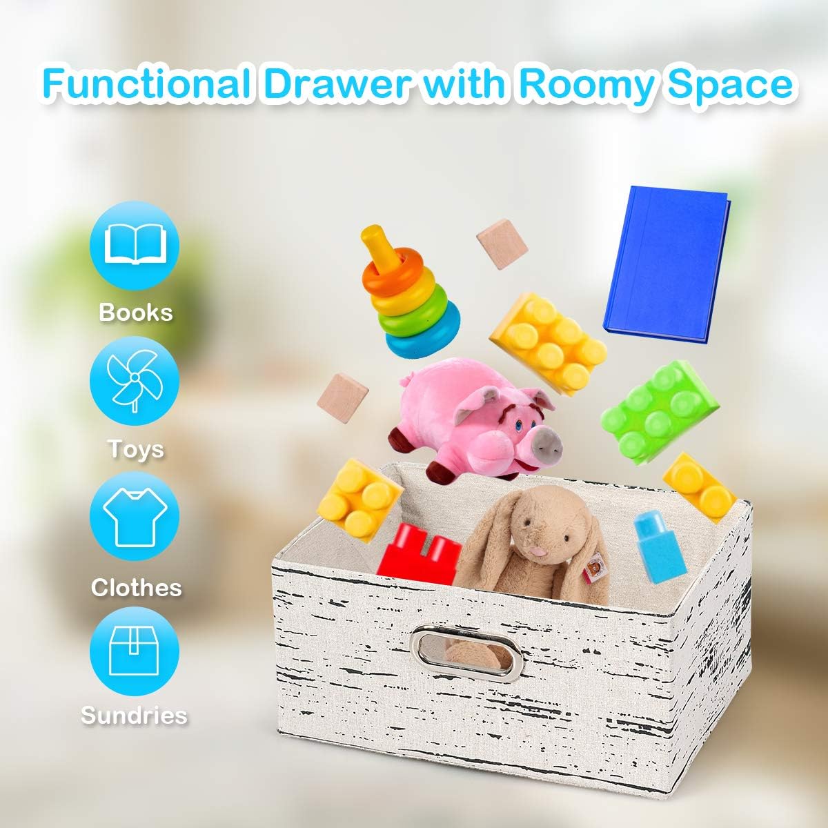 3 Fabrics Storage Drawer Units with Wood Frame Dresser Cabinet F247129