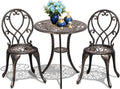 3 Piece Outdoor Cast Aluminum Bistro Set with Umbrella Hole, Bronze E30790