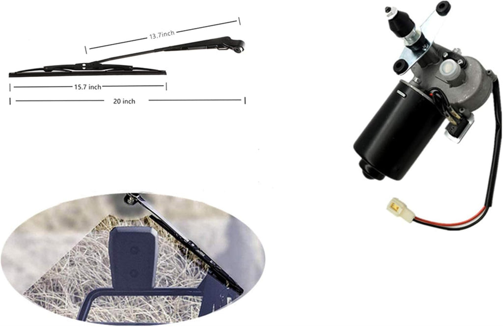 12V Universal Electric Windshield Wiper Motor Kit with 15.7" Blade Pack of 2 T8364