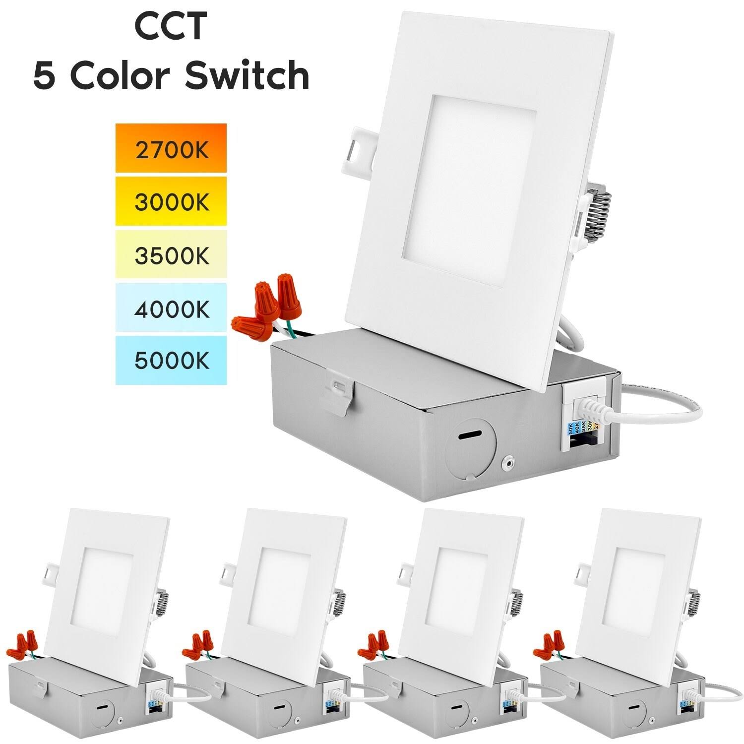 4 in. Ultra Thin Square Canless Dimmable Integrated LED Recessed Light Kit (4-Pack) E711