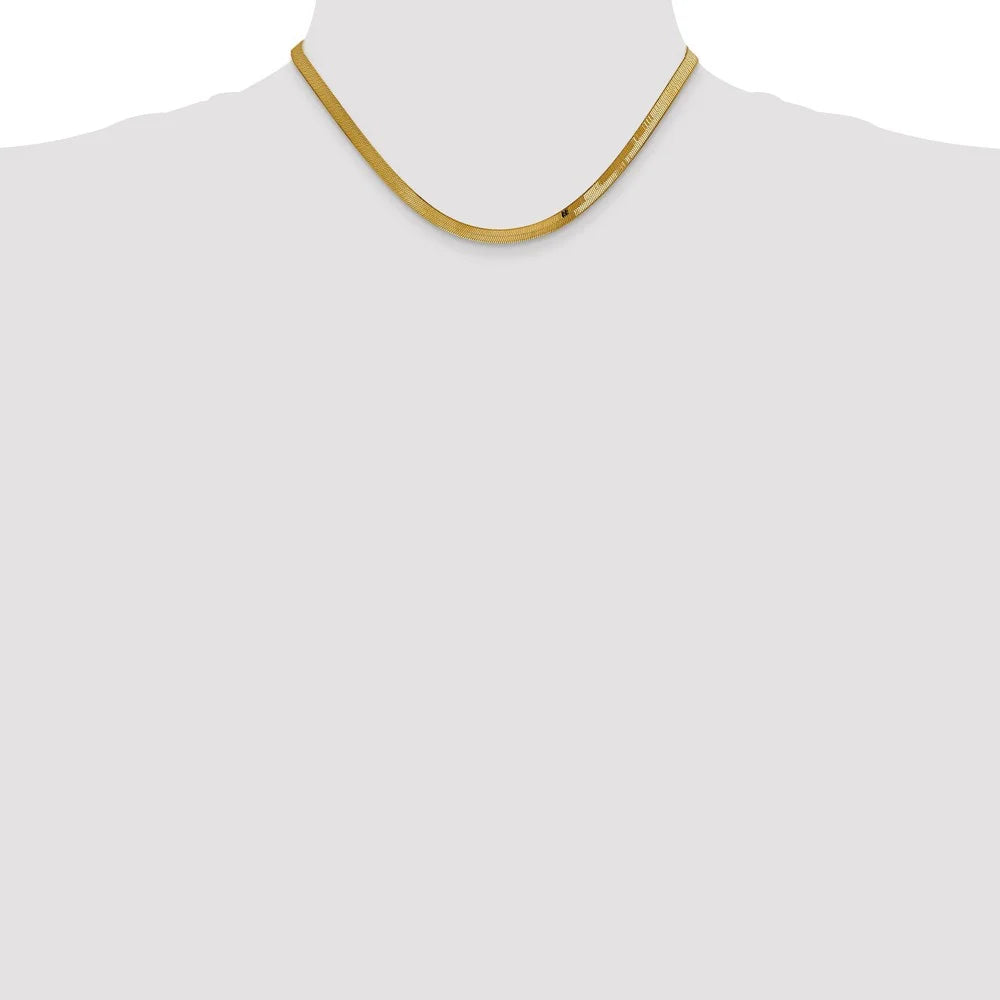 14kt Yellow Gold 4mm Herringbone Chain 16 inch Lobster Clasp M370483