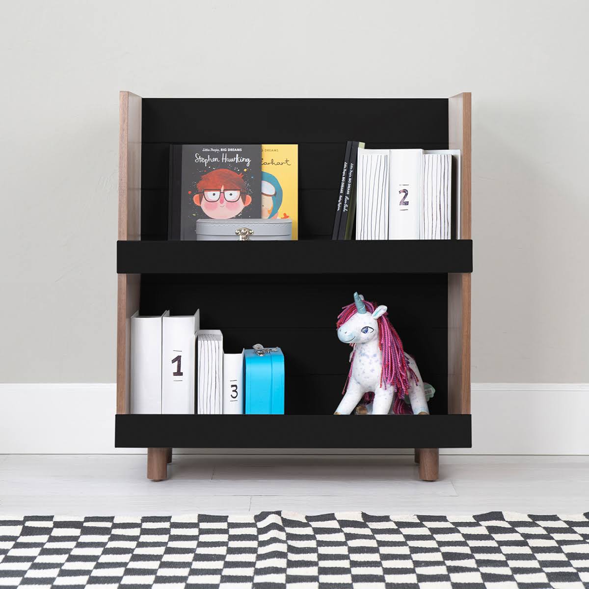 Kids Bookcase Walnut White L603
